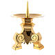 Altar candleholder, gold plated brass, h 12 cm s2