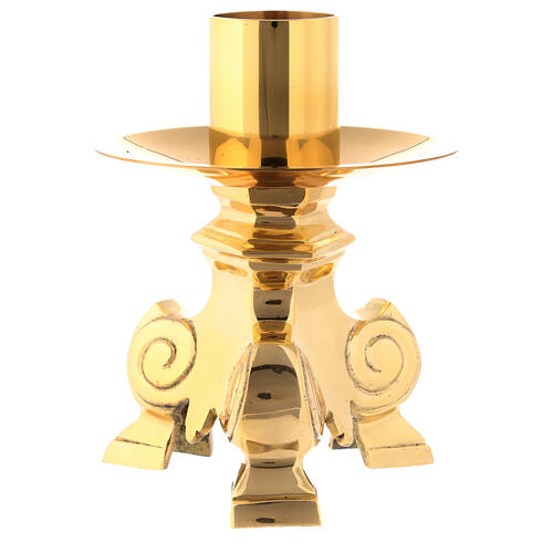 Altar candle holder in golden brass h 12 cm 1