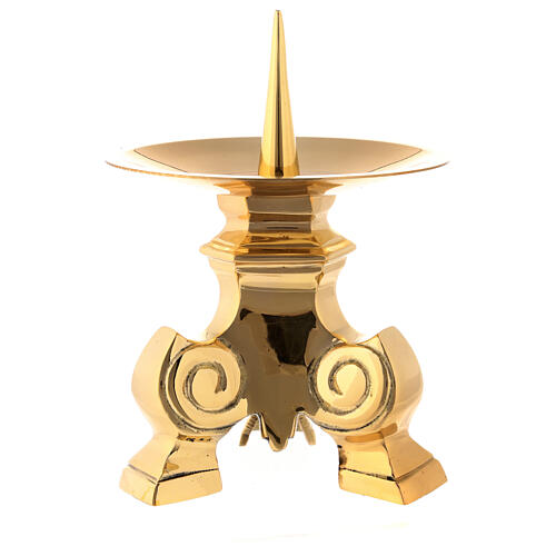 Altar candle holder in golden brass h 12 cm 2