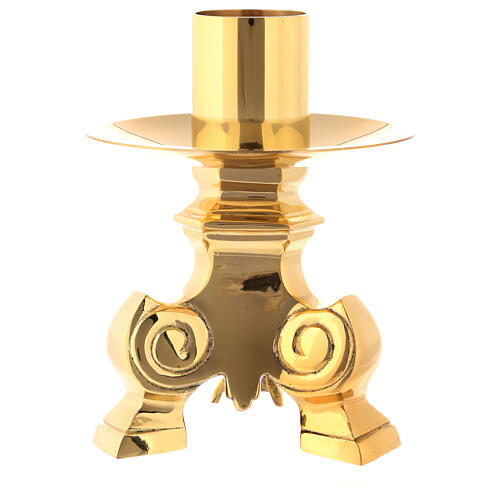 Altar candle holder in golden brass h 12 cm 3