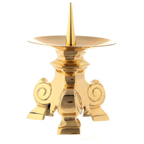 Altar candle holder in golden brass h 12 cm 4
