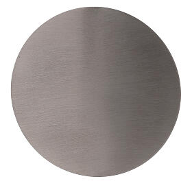 Round candle holder plate of matte stainless steel 10 cm diameter