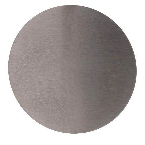 Round candle holder plate of matte stainless steel 10 cm diameter 1