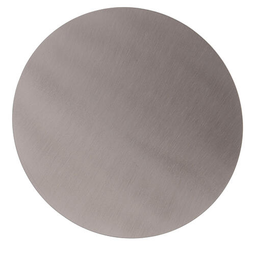 Round candle holder plate of matte stainless steel d. 12 cm 1
