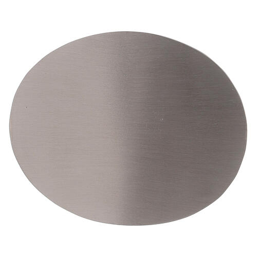 Oval plate for candles, matte stainless steel, 10x8 cm 1
