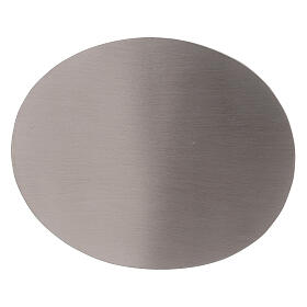 Assiette ovale porte-bougie acier inoxydable mat 10x8 cm