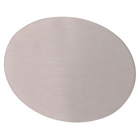 Oval candle plate of stainless steel, mat finish, 13.5x10 cm