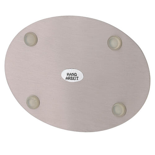 Assiette ovale bougeoir acier inox mat 13,5x10 cm 2