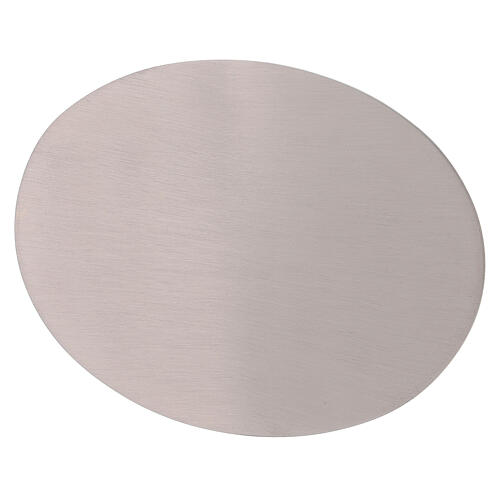 Piatto ovale portacandele acciaio inox opaco 13,5x10 cm 1