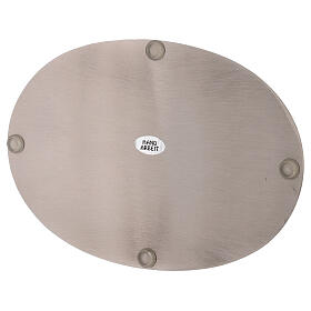 Glossy candle plate holder in stainless steel oval 20.5x14 cm