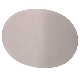 Ovaler Kerzenteller aus mattem Edelstahl, 20,5 x 14 cm