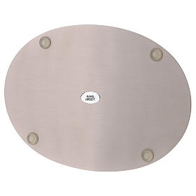 Assiette ovale acier inox mat porte-bougie 20,5x14 cm