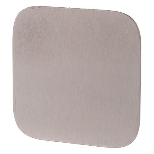 Candle plate holder in matte stainless steel 10x10 cm 1