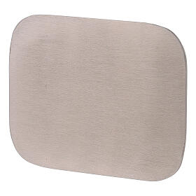 Rectangular plate of mat stainless steel, candle holder, 10x8 cm