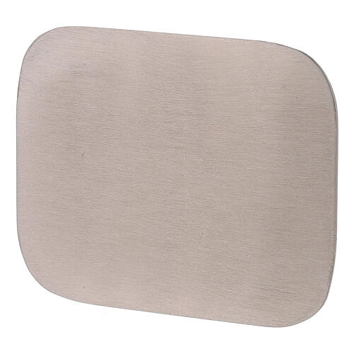 Assiette rectangulaire porte-bougie acier inox mat 10x8 cm 1