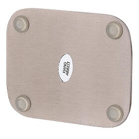 Piattino rettangolare portacandela acciaio inox opaco 10x8 cm   