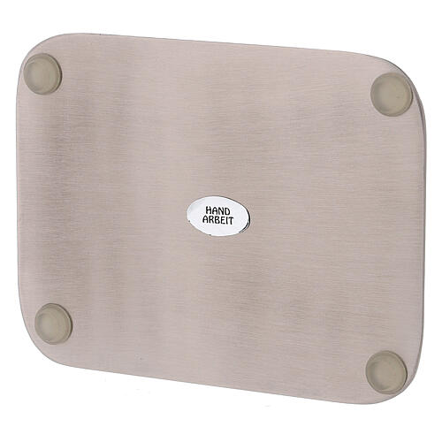 Assiette rectangulaire acier inox mat pour bougies 13,5x10 cm 2