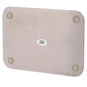 Piatto portacandele acciaio inossidabile rettangolare lucido 17x12 cm