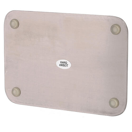 Piatto portacandele acciaio inossidabile rettangolare lucido 17x12 cm 2