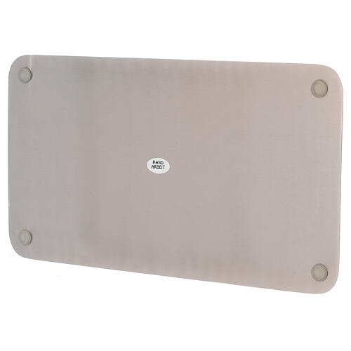 Piatto portacandela lucido acciaio inox rettangolare 30x16 cm 2