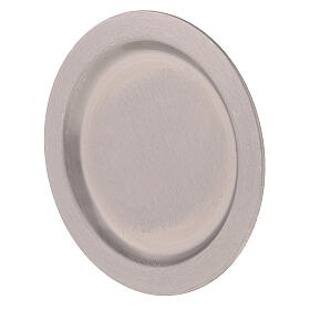 Stainless steel plate for candles, 11 cm diameter, mat finish