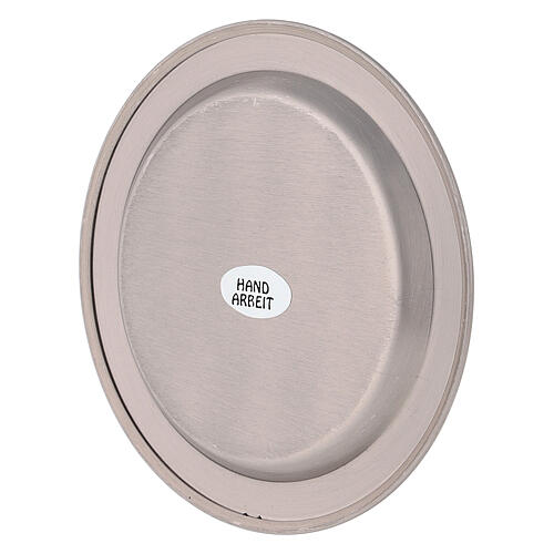 Stainless steel plate for candles, 11 cm diameter, mat finish 2
