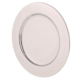 Plate for candles, 14 cm diameter, polished stainless steel