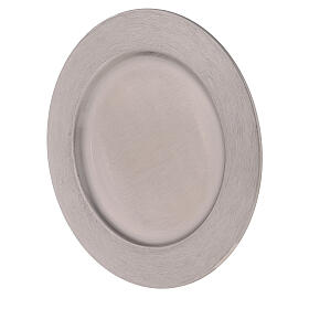 Plate for candles, 14 cm diameter, mat stainless steel