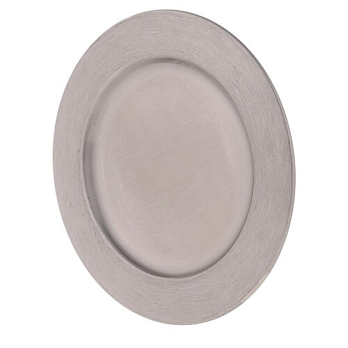 Plate for candles, 14 cm diameter, mat stainless steel 1