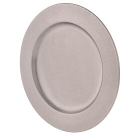 Candle plate of mat stainless steel, 17 cm diameter