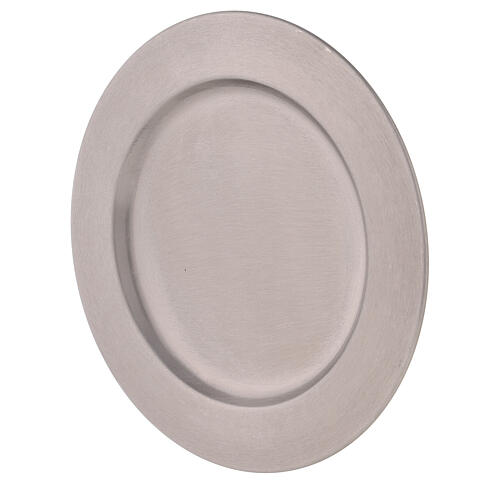 Candle plate of mat stainless steel, 17 cm diameter 1