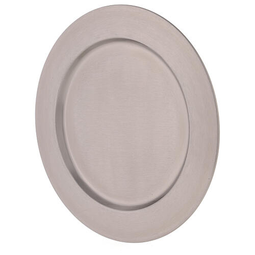 Candle plate, 21 cm diameter, mat stainless steel 1