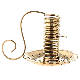 Golden brass spiral candle holder H 12 cm