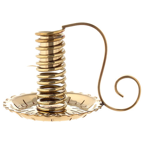 Golden brass spiral candle holder H 12 cm 1