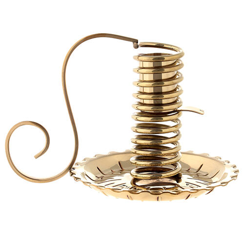 Golden brass spiral candle holder H 12 cm 2