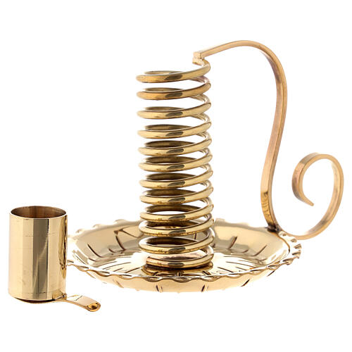 Golden brass spiral candle holder H 12 cm 3