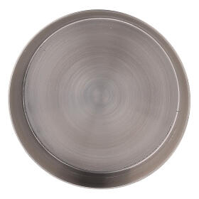 Round plate of matte stainless steel, 8 cm diameter