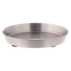 Round saucer in matte stainless steel 9 cm diameter