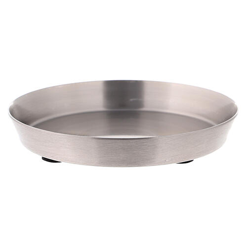 Round saucer in matte stainless steel 9 cm diameter 1