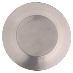 Assiette ronde argentée acier mat diamètre 8 cm