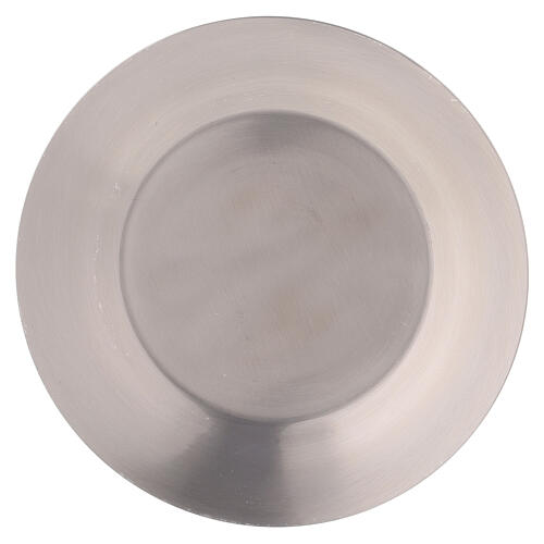 Assiette ronde argentée acier mat diamètre 8 cm 2