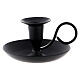 Black candleholder with handle and plate of 5 cm height s1