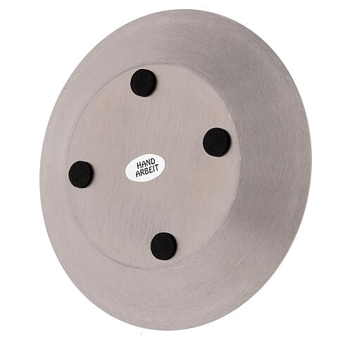 Round plate in matte steel diameter 9 cm 3