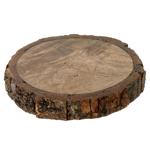 Portacandela rotondo legno contorno corteccia candele 6 cm 2