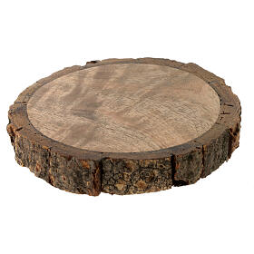 Round wooden candle holder with bark contour candles 6 cm
