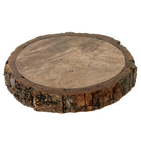 Round wooden candle holder with bark contour candles 6 cm