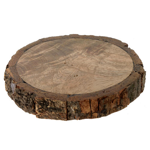 Round wooden candle holder with bark contour candles 6 cm 2