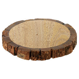 Piattino portacandela legno rotondo con bordo candele 8 cm