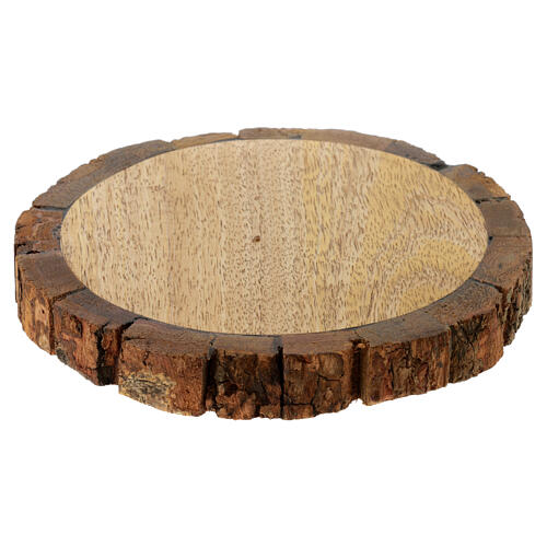 Piattino portacandela legno rotondo con bordo candele 8 cm 2
