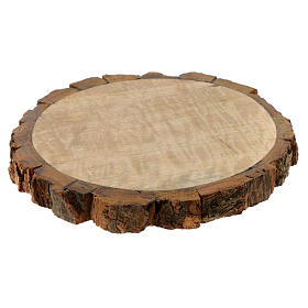 Wooden candle holder plate with bark, 4 in diameter candle
